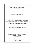 A study of linguistic features of proverbs related to gain and loss in English versus Vietnamese