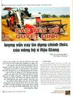 Các yếu tố quyết định lượng vốn vay tín dụng chính thức của nông hộ ở hậu giang 