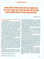 Quan điểm sử dụng hiệu quả các nguồn lực vật chất trong quá trình chuyển đổi mô hình tăng trưởng kinh tế ở việt nam hiện nay 