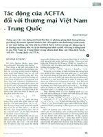 Tác động của ACFTA đối với thương mại của việt nam   trung quốc 