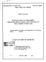 sử dụng công cụ trái phiếu chính chủ để huy động vốn cho đầu tư phát triển ở việt nam