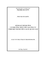 Luận văn thạc sĩ Đánh giá thành tích cán bộ công nhân viên tại công ty TNHH một thành viên cao su quảng nam