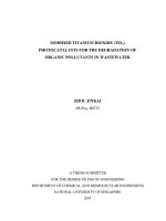 Modified titanium dioxide (tio2) photocatalysts for the degradation of organic pollutants in wastewater 