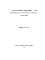 Germanium MOSFETs with high k gate dielectric and advanced source drain structure 