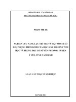 Nghiên cứu năng lực trí tuệ và một số chỉ số hoạt động thần kinh của học sinh trường tiểu học và trung học cơ sở yên phương, huyện ý yên, tỉnh nam định