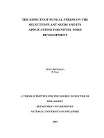 The effects of fungal stress on the selected plant seeds and its applications for novel food development 