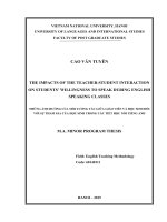 THE IMPACTS OF THE TEACHER STUDENT INTERACTION ON STUDENTS WILLINGNESS TO SPEAK DURING ENGLISH SPEAKING CLASSES 