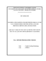 TEACHING AND LEARNING ENGLISH WRITING SKILLS AT CHU VAN AN HIGH SCHOOL FOR THE GIFTED LANG SON PROVINCE DIFFICULTIES AND SOLUTIONS 