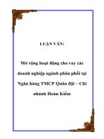 Mở rộng hoạt động cho vay các doanh nghiệp ngành phân phối tại ngân hàng TMCP quân đội chi nhánh hoàn kiếm 