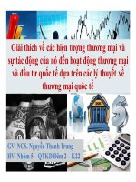 Giải thích về các hiện tượng thương mại và sự tác động của nó đến hoạt động thương mại và đầu tư quốc tế dựa trên các lý thuyết về thương mại quốc tế 
