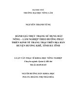 Đánh giá thực trạng sử dụng đất nông – lâm nghiệp theo hướng phát triển kinh tế trang trại trên địa bàn huyện Hương Khê, tỉnh Hà Tĩnh