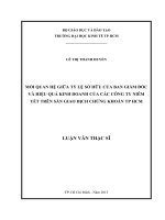 Mối quan hệ tỷ lệ sở hữu của ban giám đốc và hiệu quả kinh doanh của các công ty niêm yết trên sàn giao dịch chứng khoán thành phố hồ chí minh 