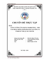 Tăng cường ứng dụng marketing – mix vào hoạt động kinh doanh tại công ty TNHH Kỹ Thuật Hà Thành