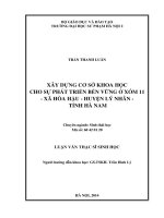 Xây dựng cơ sở khoa học cho sự phát triển bền vững ở xóm 11   xã hòa hậu   huyện lý nhân   tỉnh hà nam