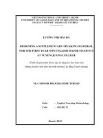 DESIGNING a SUPPLEMENTARY SPEAKING MATERIAL FOR THE FIRST YEAR NON ENGLISH MAJOR STUDENTS AT TUYEN QUANG COLLEGE 