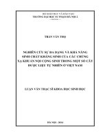 Nghiên cứu sự đa dạng và khả năng sinh chất kháng sinh của các chủng xạ khuẩn nội cộng sinh trong một số cây dược liệu tự nhiên ở việt nam