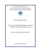 Các yếu tố ảnh hưởng đến khả năng thoát nghèo của người dân tỉnh trà vinh 