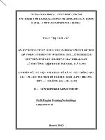 AN INVESTIGATION INTO THE IMPROVEMENT OF THE 12th FORM STUDENTS’ WRITING SKILLS THROUGH SUPPLEMENTARY READING MATERIALS 