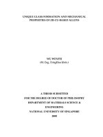 Unique glass formation and mechanical properties of zr cu based alloys 