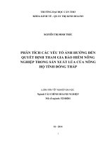Phân tích các yếu tố ảnh hưởng đến quyết định tham gia bảo hiểm nông nghiệp trong sản xuất của nông hộ tỉnh đồng tháp 