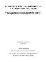 Human resource management in growing new ventures  core team formation, core team characteristics and core team effects on employment models 