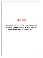 Phân tích nhu cầu vốn của công ty trách nhiệm hữu hạn minh trường sinh những khó khăn khi tiếp cận nguồn vốn vay 