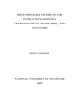 First principles studies on the interactions between transition metal atoms, si(001), and nanotubes 