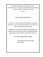 A STUDY ON USING PHONICS METHOD IN TEACHING PRONUNCIATION TO THE BEGINNERS OF ENGLISH AT TIENGANH123 ENGLISH CENTER