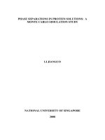 Phase separations in protein solutions a monte carlo simulation study 