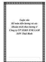 Kế toán tiền lương và các khoản trích theo lương ở công ty CP SXKD XNK LAM sơn thái bình 