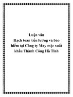 Luận văn hạch toán tiền lương và bảo hiểm tại công ty may mặc xuất khẩu thành công hà tĩnh 