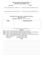 Bài KTHK II Địa 8 2010 2011