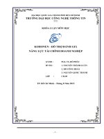 KOHONEN   hỗ TRỢ ĐÁNH GIÁ NĂNG lực tài CHÍNH DOANH NGHIỆP 