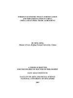 Foreign economic policy formulation  implementation in china  china ASEAN free trade agreement 