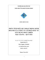PHÂN TÍCH kết QUẢ HOẠT ĐỘNG KINH DOANH của CÔNG TY cổ PHẦN đầu tư xây DỰNG PHÁT TRIỂN hậu GIANG – QUÝ hải 