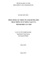 Phân tích các nhân tố ảnh hưởng đến hoạt động xuất khẩu gạo của thành phố cần thơ