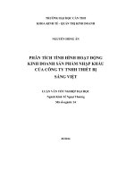 Phân tích tình hình hoạt động kinh doanh sản phẩm nhập khẩu của công ty TNHH thiết bị sáng việt