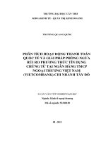Phân tích hoạt động thanh toán quốc tế và giải pháp phòng ngừa rủi ro phương thức tín dụng chứng từ tại ngân hàng TMCP ngoại thương việt nam (vietcombank) chi nhánh tây đô