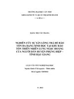 nghiên cứu sự sẵn lòng trả để bảo tồn đa dạng sinh học tại khu bảo tồn thiên nhiên lung ngọc hoàng của người dân huyện phụng hiệp – tỉnh hậu giang