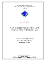 phân tích thực trạng xuất khẩu tôm tại công ty tnhh kim anh