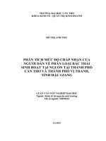 phân tích mức độ chấp nhận của người dân về phân loại rác thải sinh hoạt tại nguồn tại thành phố cần thơ và thành phố vị thanh, tỉnh hậu giang