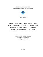 Thực trạng hoạt động xuất khẩu tôm của công ty cổ phần chế biến và xuất nhập khẩu thủy sản thanh đoàn   thadimexco tại cà mau