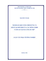 Đánh giá khả năng thích ứng và kích tạo đơn bội của các dòng UH400 và HUA12 tại gia lâm, hà nội