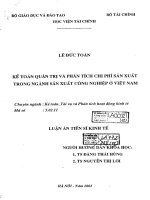 kế toán quản trị và phân tích chi phí sản xuất trong ngành sản xuất công nghiệp ở việt nam