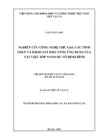 LUẬN án TIẾN sĩ vật lí nghiên cứu công nghệ chế tạo, các tính chất và khả năng ứng dụng của vật liệu xốp nano sic vô định hình 
