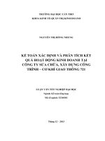 kế toán xác định và phân tích kết quả hoạt động kinh doanh tại công ty sửa chữa, xây dựng công trình – cơ khí giao thông 721