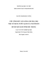 ước tính mức sẵn lõng chi trả choviệc sử dụng nước sạch của người dân huyện kế sách tỉnh sóc trăng