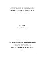 An investigation of the information content of the financial policies of chinas listed companies