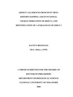 Group 2 allergens from dust mite  epitope mapping and functional characterization of der p 2, and identification of a paralogue of der f 2 