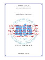 Tác động của sở hữu vốn nước ngoài đến hiệu quả hoạt động kinh doanh các ngân hàng thương mại cổ phần việt nam 